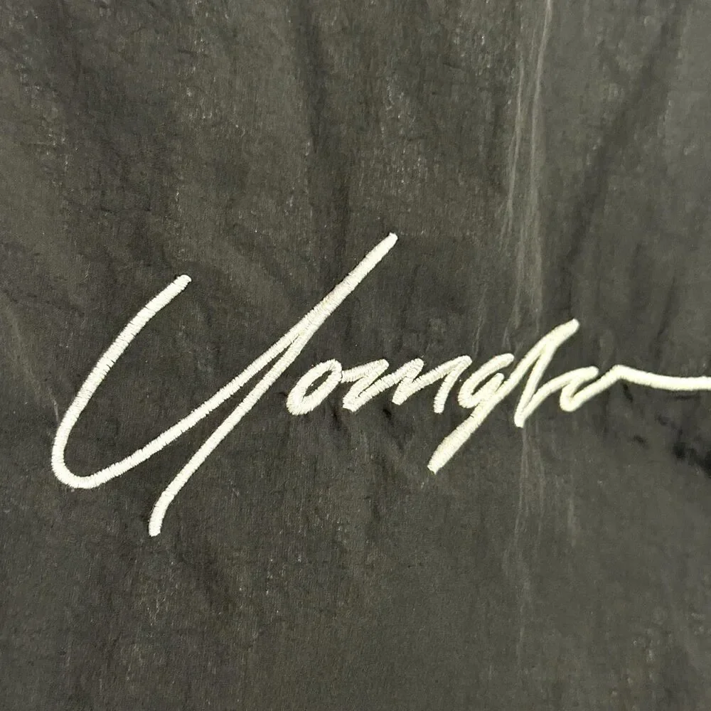 Youngla Joggers Pants Men L Black Nylon Mid Rise Elastic Waistband Pockets